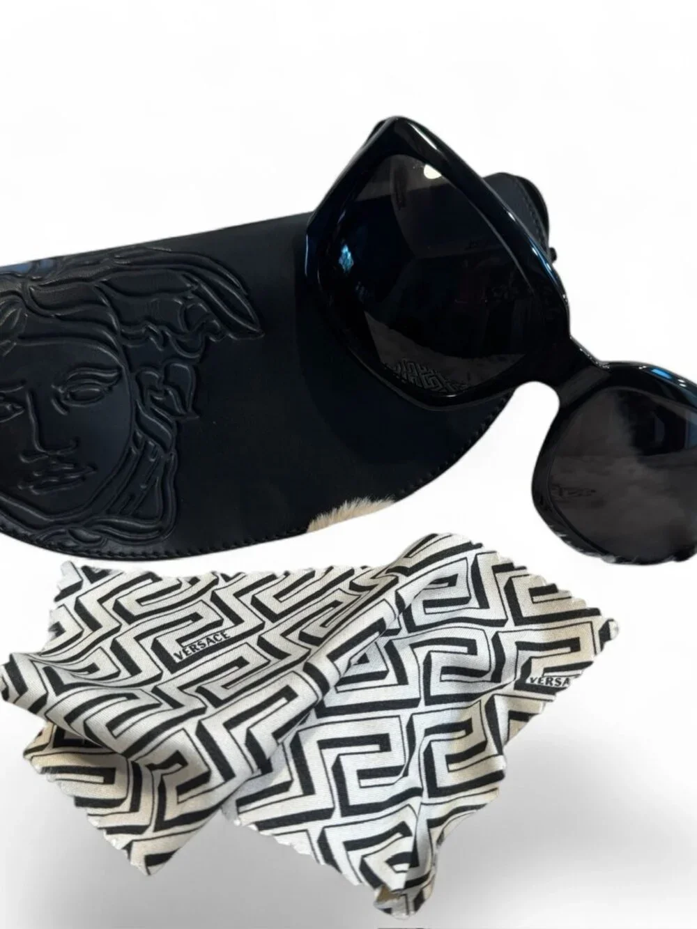 Versace Women's Black Sunglasses with Signature Temple